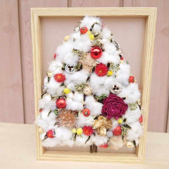 コットンフラワーツリーフレームアレンジ ドライフラワー FLOWERSTORY  