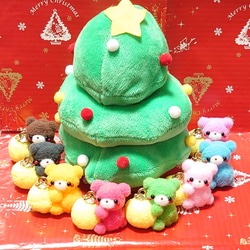 美昇様クリスマス ポンポンぬいぐるみセット ☆Xmas☆ポンポンマスコット♪抱きつきくまちゃん♡オーナメント♡蛍光