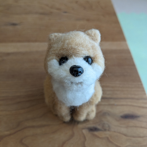羊毛フェルト犬 ポメラニアン置物（熊カット） 羊毛フェルト