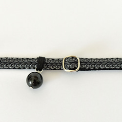 猫の首輪　アンティーク調メタリックトリミングブレード①　ブラック 3枚目の画像