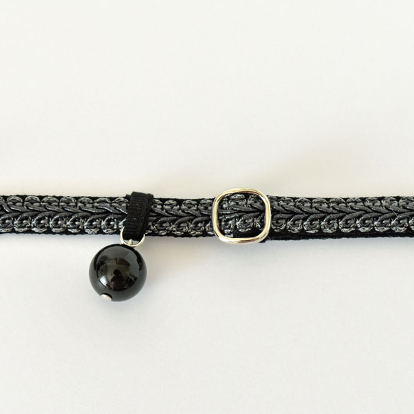 猫の首輪　アンティーク調メタリックトリミングブレード①　ブラック 3枚目の画像