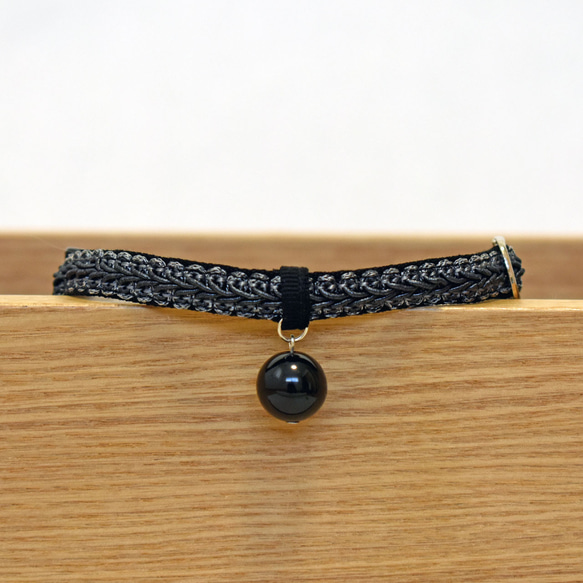 猫の首輪　アンティーク調メタリックトリミングブレード①　ブラック 1枚目の画像