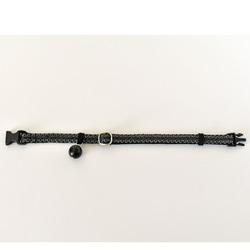 猫の首輪　アンティーク調メタリックトリミングブレード①　ブラック 2枚目の画像