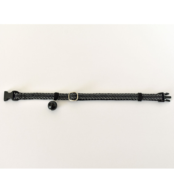 猫の首輪　アンティーク調メタリックトリミングブレード①　ブラック 2枚目の画像