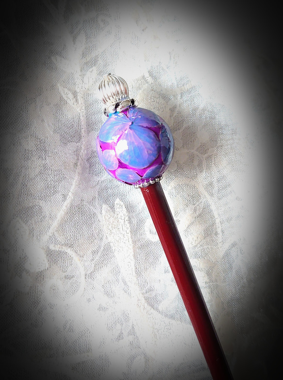 青紫のアジサイの玉かんざし✨ハンドメイド 4枚目の画像