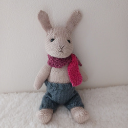 着せ替えマフラー付き　ウサギの編みぐるみピンクケープ 6枚目の画像