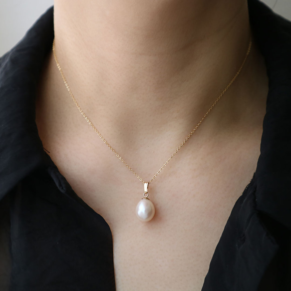 14kgf淡水パールカービングネックレス 14kgf］上品で優雅な存在感を放つ高品質の大粒淡水パールネックレス