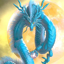 龍の絵「月光３・青龍・明るめ」自作A4　竜の絵 2枚目の画像