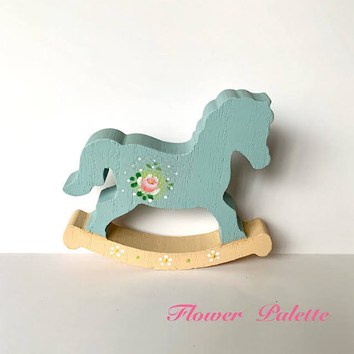 Creema限定 木製 ロッキングホース ブルー トールペイント その他