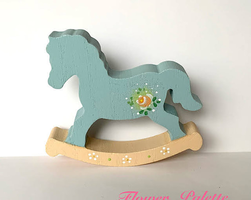 Creema限定 木製 ロッキングホース ブルー トールペイント その他