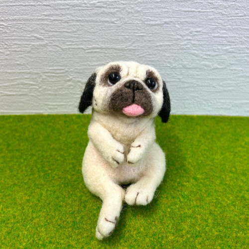 羊毛フェルト　　パグ 羊毛フェルト パグ ゆかいな動物シリーズ 羊毛フェルト toiro 通販