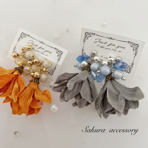 秋色 花びら タッセル ピアス イヤリング ピアス（その他） Sakura 