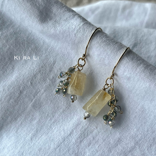 kao☺︎ 宝石質枠トパーズピアス　14kgf④に変更　11月誕生石 11月誕生石・ロンドンブルートパーズ＜宝石質AAA＞のスタッド