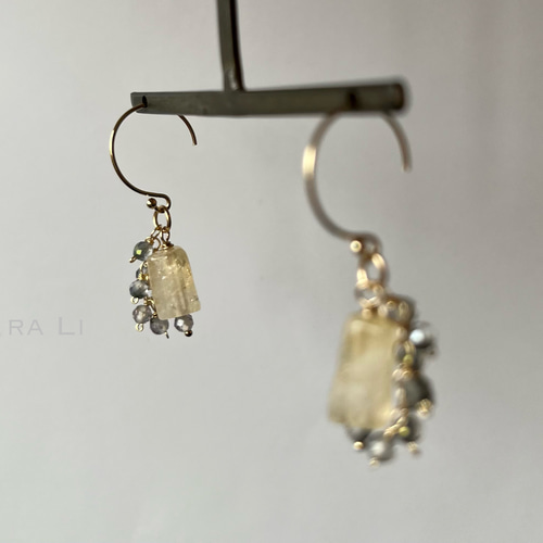 11月誕生石 14KGF トパーズとシトリンのピアス（イヤリング