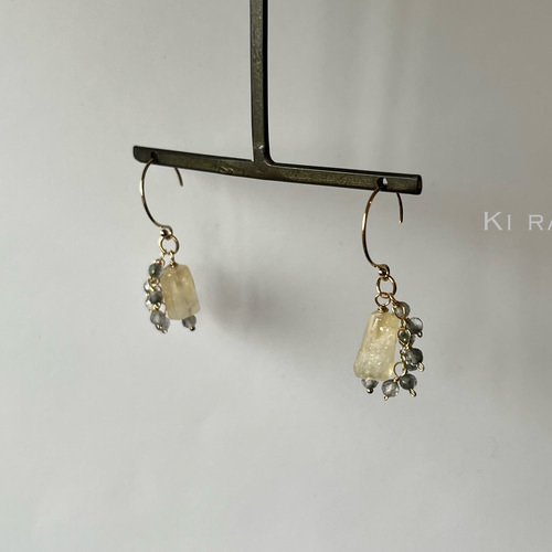 11月誕生石 14KGF トパーズとシトリンのピアス（イヤリング