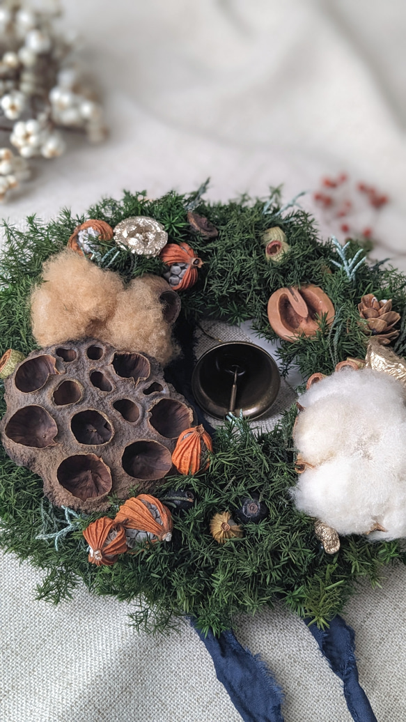 コットンフラワーの大人可愛いリース