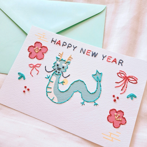 2019年 ハンドメイド 年賀状 手作り年賀状】紙刺繍キット『辰年』 キット amyu 通販 16803101