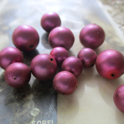 *♥*German Vintage Glass Pearls Fuchsia Satin 14pcs*♥* 4枚目の画像