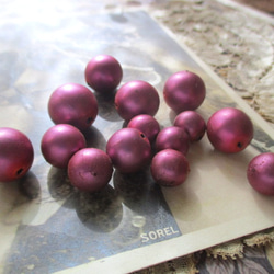 *♥*German Vintage Glass Pearls Fuchsia Satin 14pcs*♥* 2枚目の画像