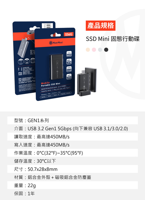 Meet Mind USB3.2 Gen1 SSD Mini 固態隨身碟 128GB 第17張的照片