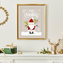 冬 クリスマス サンタ ベージュカラー / インテリアポスター 海外アート ３枚セット / 5260 5枚目の画像