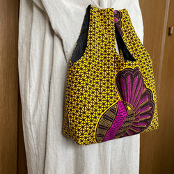 アフリカ布とキルティングのリバーシブルバッグ　アフリカン 11枚目の画像