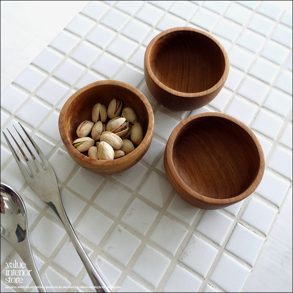 チーク材 小鉢Ｎ 木皿 ボウル 小皿 食器 おつまみ入れ ウッドディッシュ お皿 和食器 ナチュラル 無垢材 天然素材 3枚目の画像