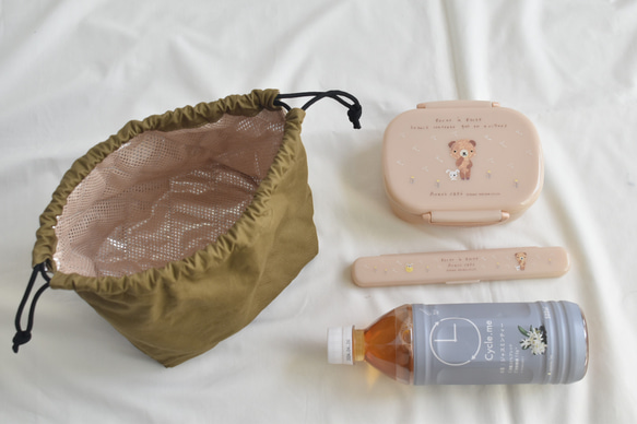 シンプルな洗える保冷保温ランチ巾着(コットン) 5枚目の画像