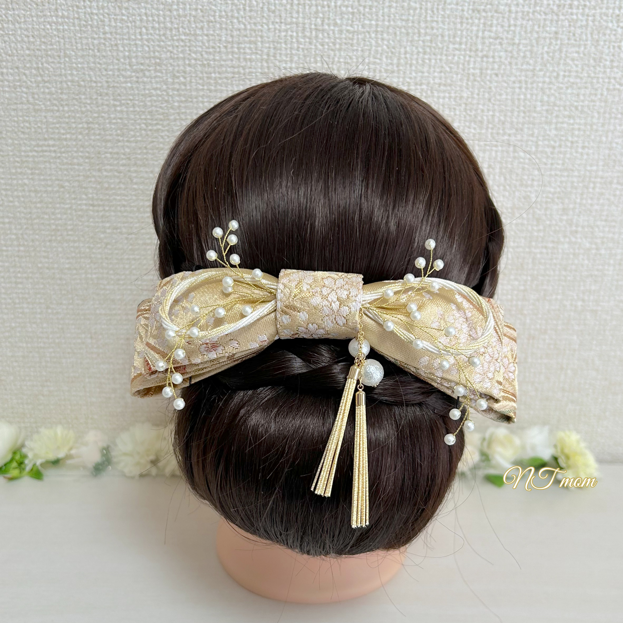 成人式結婚式卒業式・西陣織 金蘭和装リボン・ゴールド