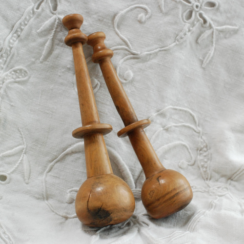 アンティーク 木製ボビン 糸巻き 2本セット A 木材・板 アンティーク