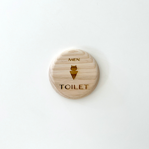 KATOMOKU サインプレート TOILET MEN np-1 トイレ ねこ ネコモクプレート 2枚目の画像