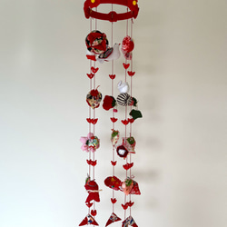 壁掛け吊るし雛⑥ かわいい吊るし飾り 1点物 桃の節句 ひな祭り