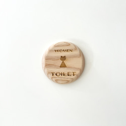 KATOMOKU サインプレート TOILET WOMEN np-2 トイレ ねこ ネコモクプレート 2枚目の画像