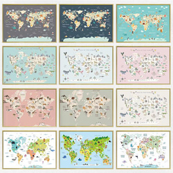 新品　知育　アートポスター　世界地図　英語　教育　勉強　モンテッソーリ 1枚目の画像