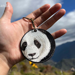 キーホルダー 動物 刺繍 アニマル チャーム パンダ ブラック プレゼント ギフト プチギフト 動物園 or-106 6枚目の画像