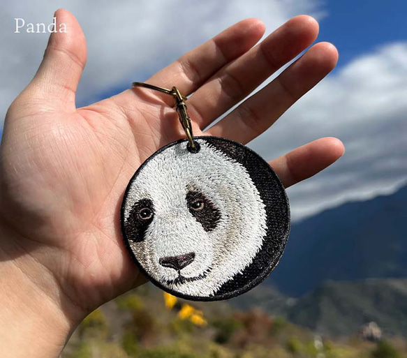 キーホルダー 動物 刺繍 アニマル チャーム パンダ ブラック プレゼント ギフト プチギフト 動物園 or-106 6枚目の画像