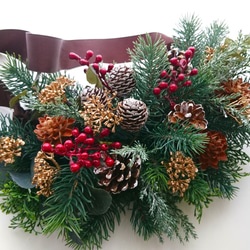 針葉樹と木の実のクリスマス ハーフリース レッドベリー入り 2枚目の画像