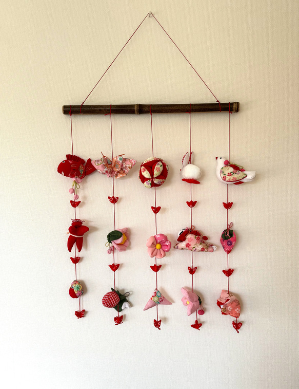 壁掛け吊るし雛②   かわいい吊るし飾り　１点物　桃の節句　ひな祭り　　雛人形 2枚目の画像