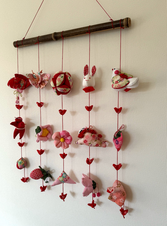 壁掛け吊るし雛②   かわいい吊るし飾り　１点物　桃の節句　ひな祭り　　雛人形 10枚目の画像