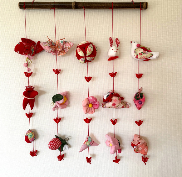 壁掛け吊るし雛②   かわいい吊るし飾り　１点物　桃の節句　ひな祭り　　雛人形 4枚目の画像