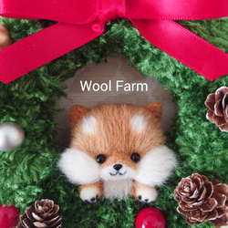 柴犬のクリスマスリース　～Wool Farm～　羊毛フェルト 2枚目の画像