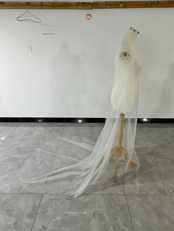 エレガント シースルー オフホワイト オーバードレス トレーン 披露宴 4枚目の画像