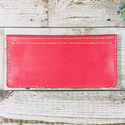 本革製ひたすら薄い長財布　 色：コーラルピンク 1枚目の画像