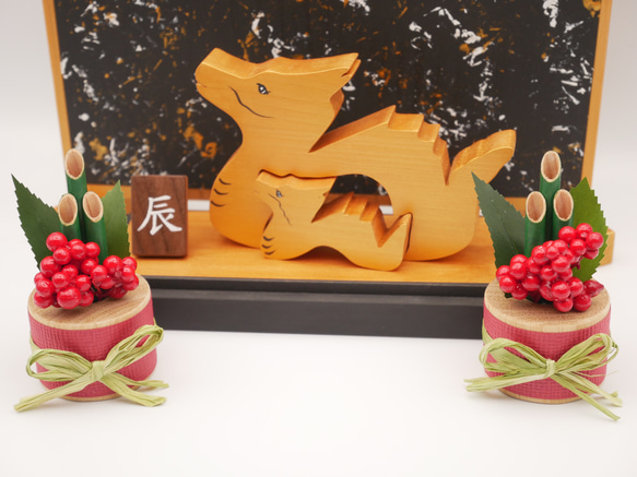 【正月飾り】ちいさな木筒の門松 miniサイズ　２個セット 3枚目の画像