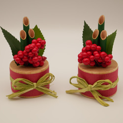 【正月飾り】ちいさな木筒の門松 miniサイズ　２個セット 1枚目の画像