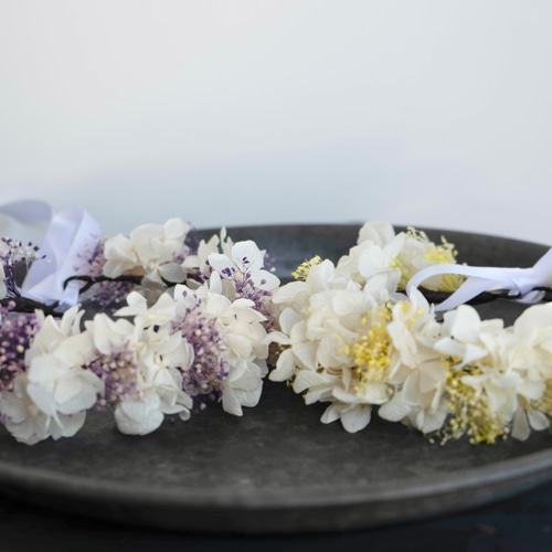 再販×3【受注生産】プリザーブドフラワー花冠 イエロー/花かん