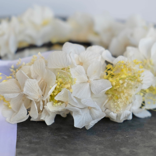 再販×3【受注生産】プリザーブドフラワー花冠 イエロー/花かん