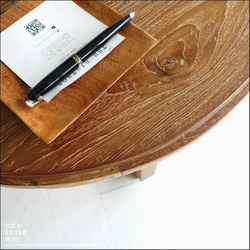 チーク無垢材 ヴィンテージサイドテーブルAnqbo16 丸テーブル 什器 コーヒーテーブル 一点物 再生家具 無垢材家具 2枚目の画像