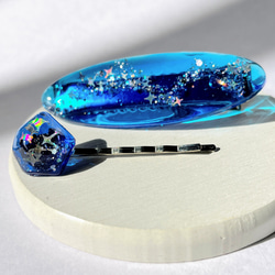 天の川ヘアクリップ(ブルー)☆ヘアピンセット / 夜空 / 星空 / 福袋