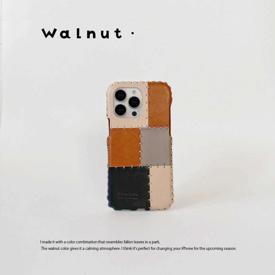 iPhone全機種対応レザーケース（ウォルナット）